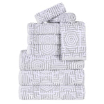 Cotton Modern Geometric Jacquard Plush Absorbent 9 Piece Towel Set - Towel Set by Superior Brand