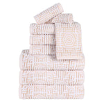 Cotton Modern Geometric Jacquard Plush Absorbent 9 Piece Towel Set - Towel Set by Superior Brand