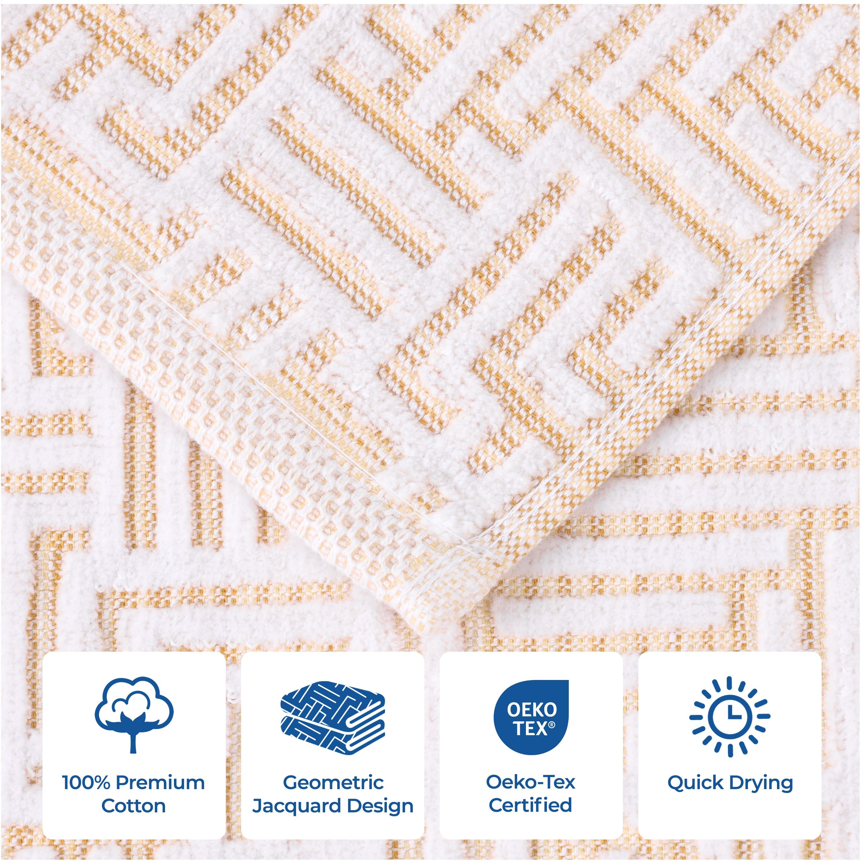 Cotton Modern Geometric Jacquard Plush Absorbent 9 Piece Towel Set - Towel Set by Superior Brand