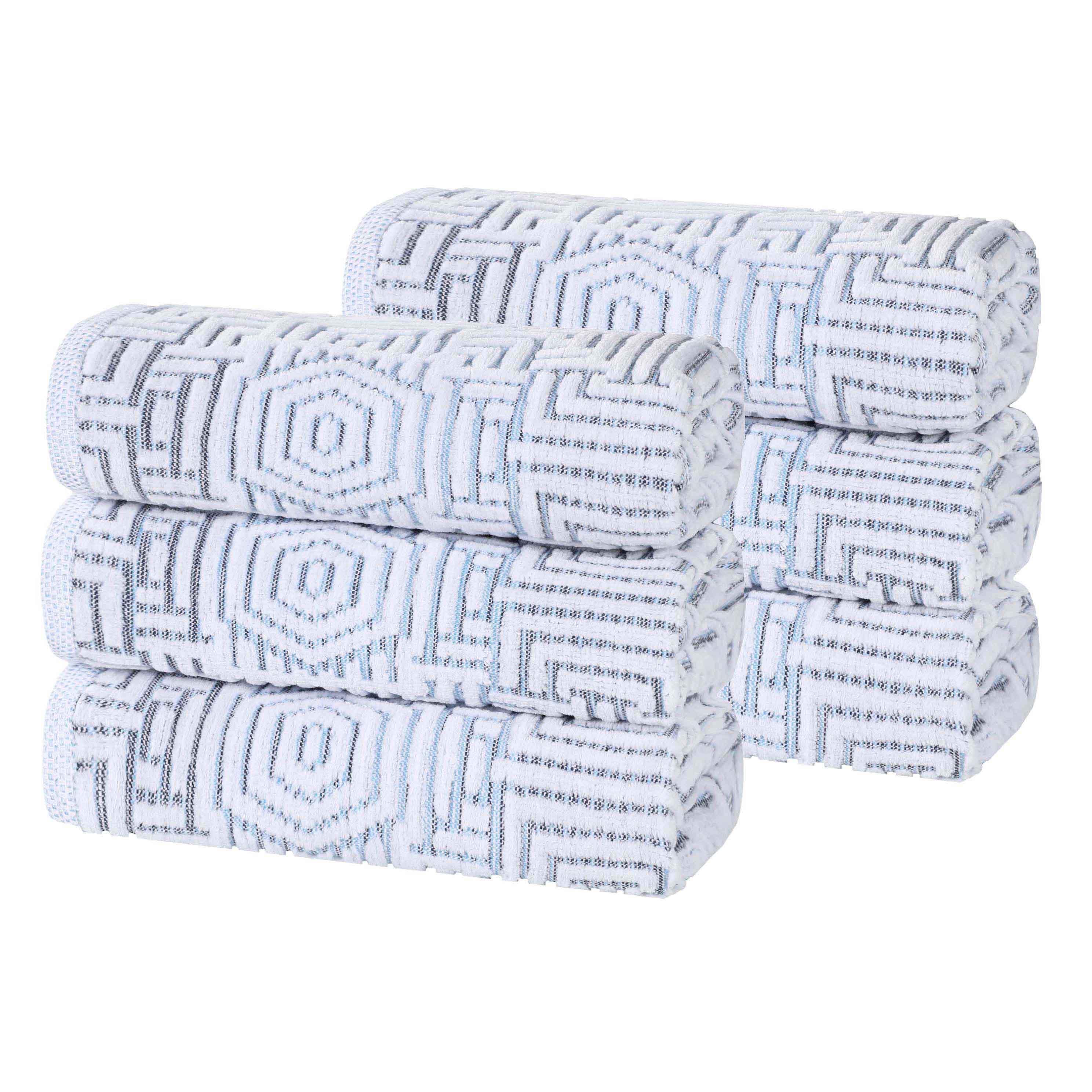 Cotton Plush Hand Towels 6-Piece Jasper Geometric Jacquard - Hand Towel by Superior Brand