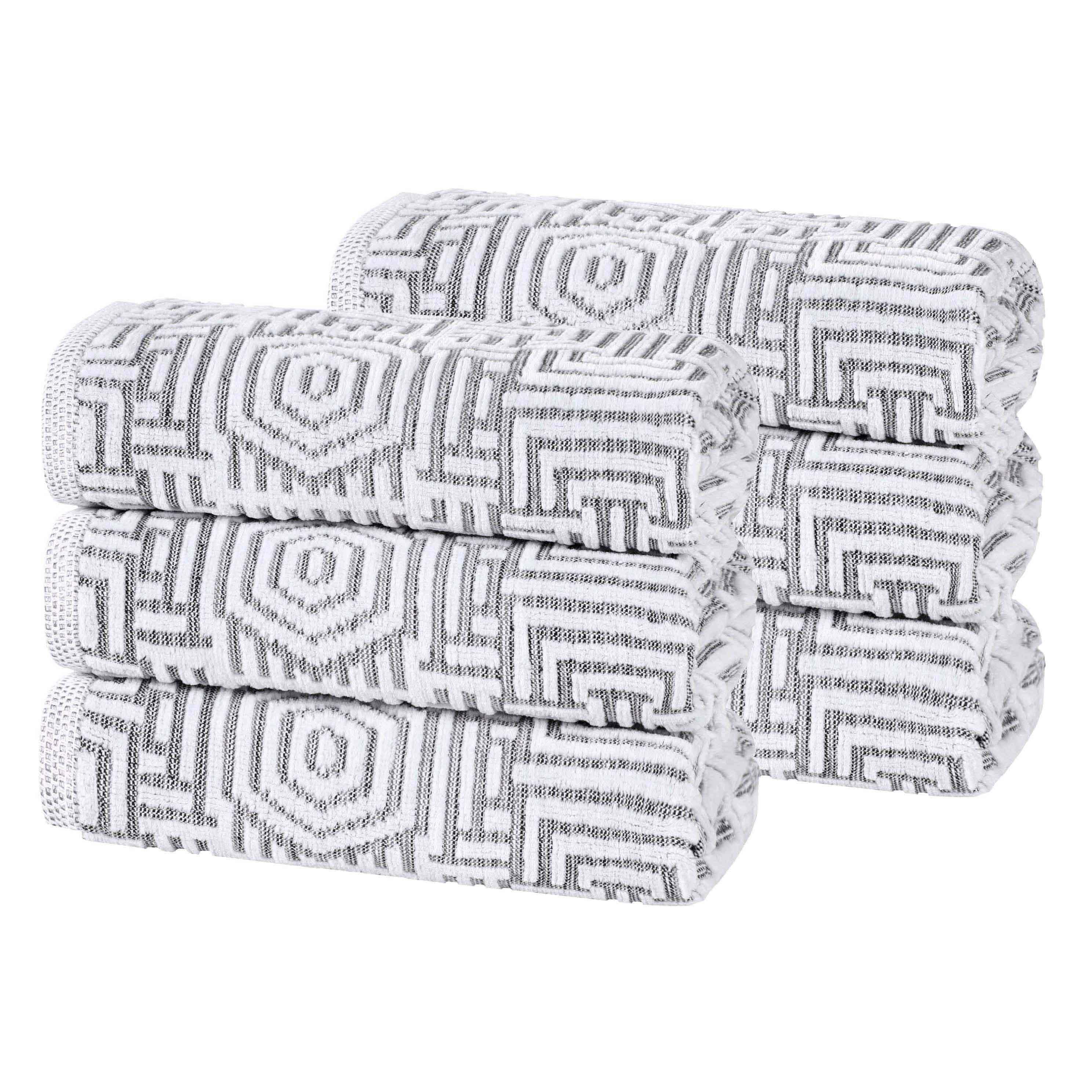 Cotton Plush Hand Towels 6-Piece Jasper Geometric Jacquard - Hand Towel by Superior Brand
