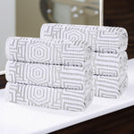 Cotton Plush Hand Towels 6-Piece Jasper Geometric Jacquard - Hand Towel by Superior Brand