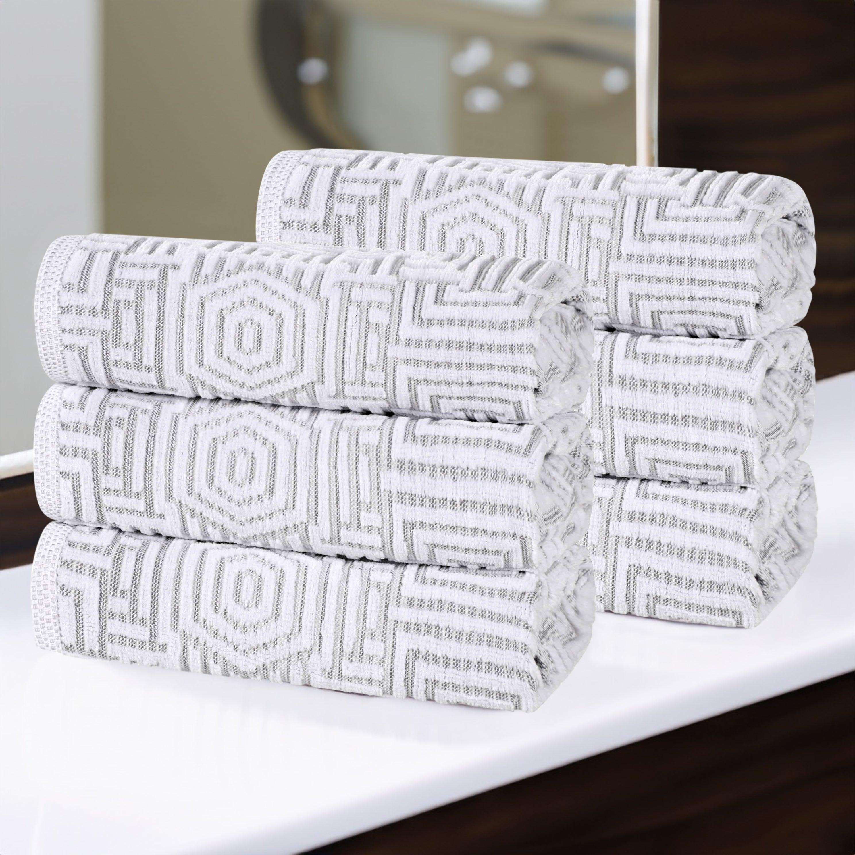 Cotton Plush Hand Towels 6-Piece Jasper Geometric Jacquard - Hand Towel by Superior Brand