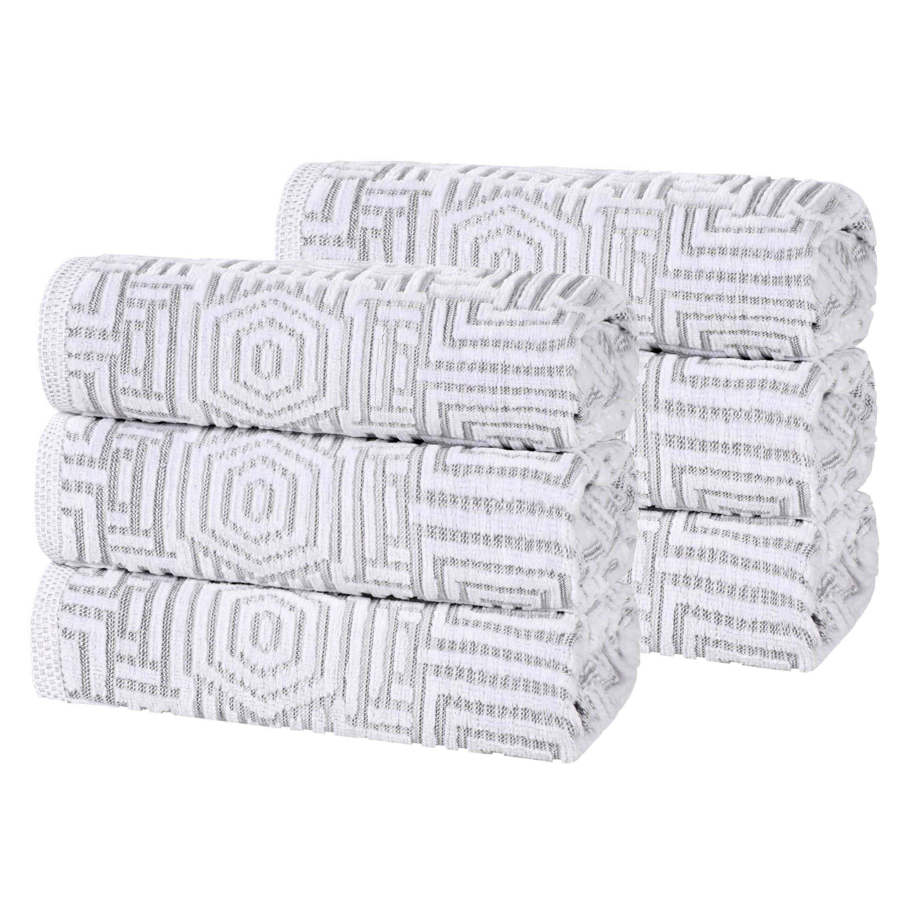 Cotton Plush Hand Towels 6-Piece Jasper Geometric Jacquard - Hand Towel by Superior Brand