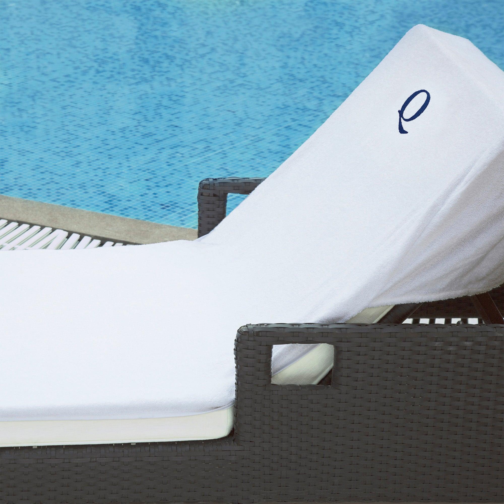 Cotton Monogrammed Patio Chaise Lounge Chair Cover - Beach Towel by Superior Brand