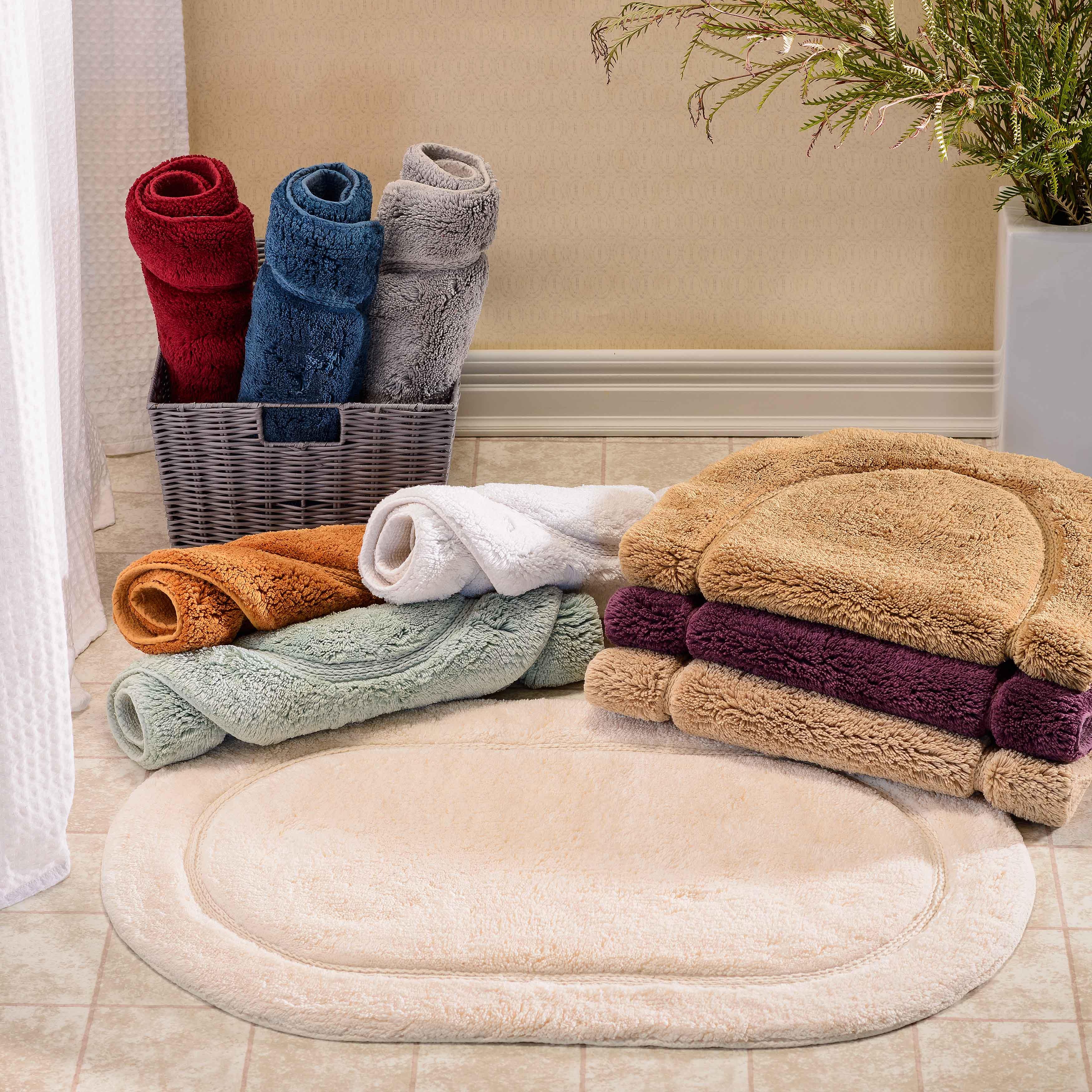 Cotton Oval Solid Non-Skid Washable 2 Piece Bath Rug Set - Bath Rugs by Superior Brand