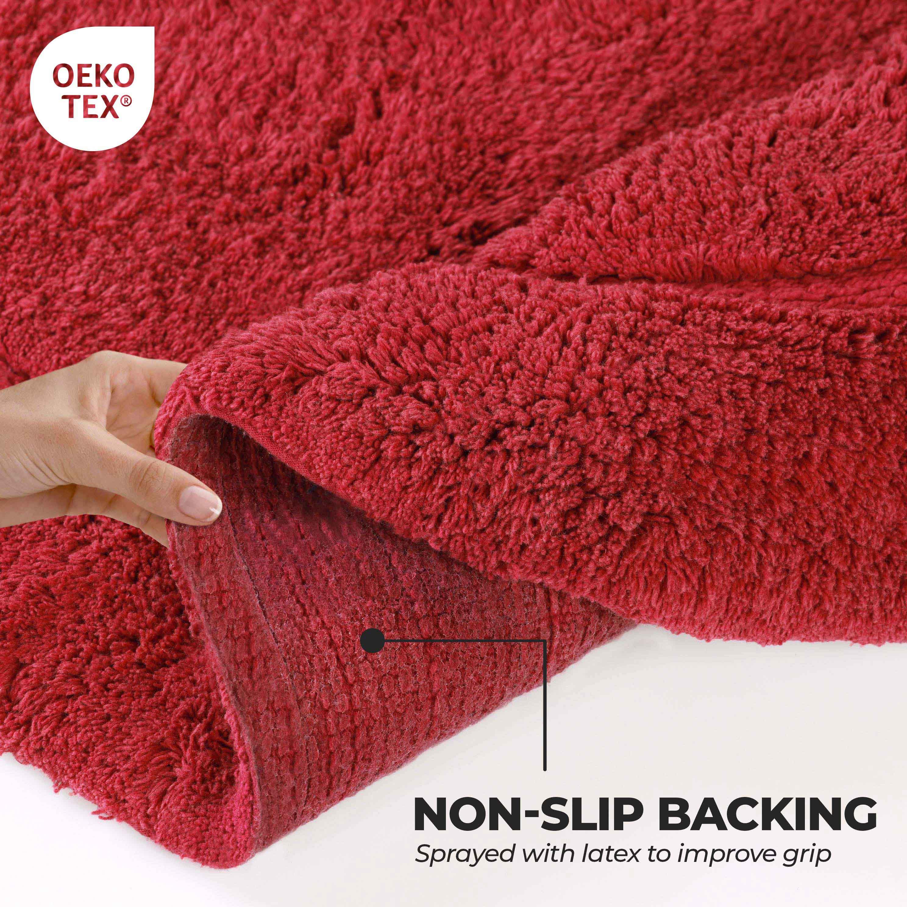 Cotton Oval Solid Non-Skid Washable 2 Piece Bath Rug Set - Bath Rugs by Superior Brand