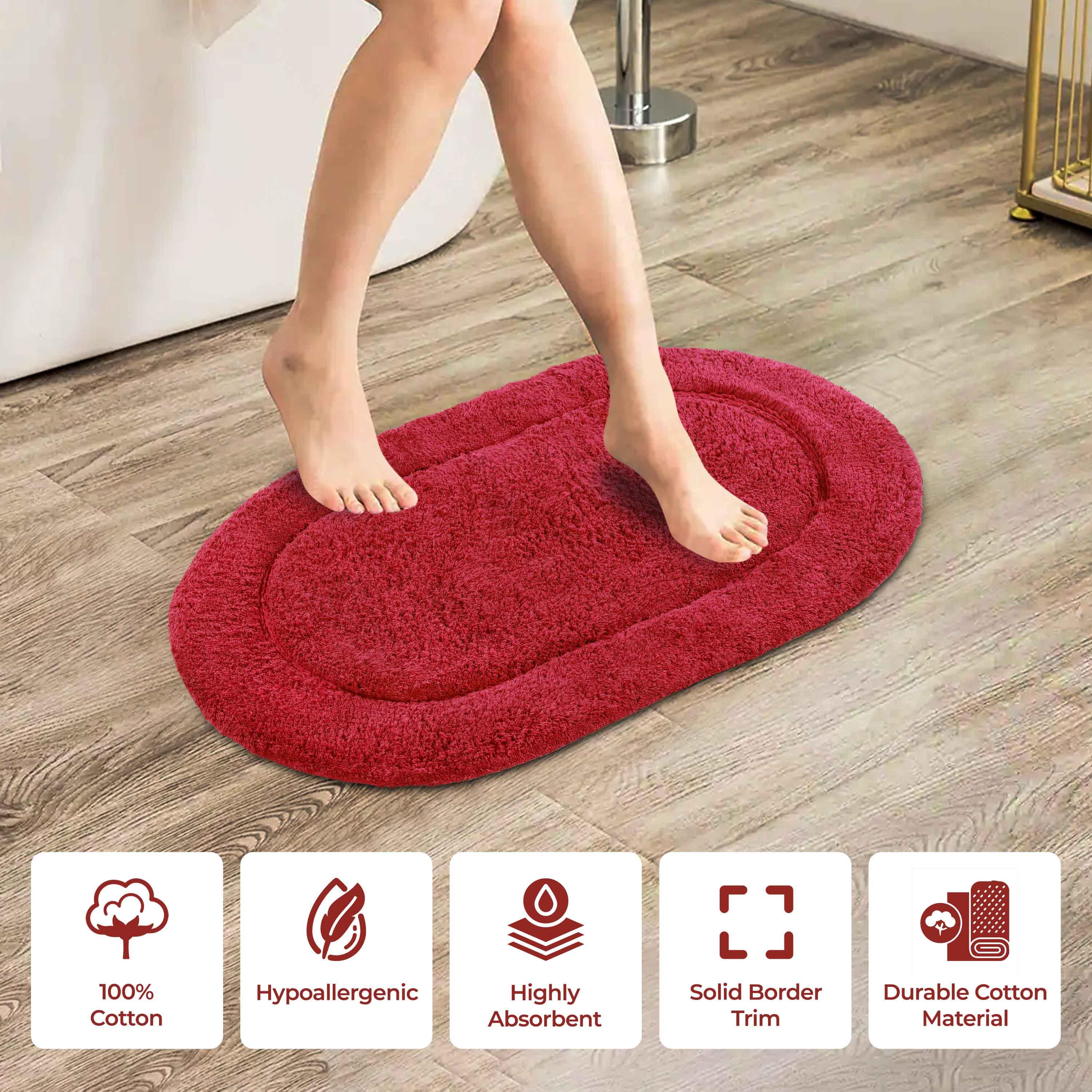 Cotton Oval Solid Non-Skid Washable 2 Piece Bath Rug Set - Bath Rugs by Superior Brand