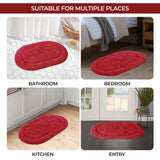 Cotton Oval Solid Non-Skid Washable 2 Piece Bath Rug Set - Bath Rugs by Superior Brand