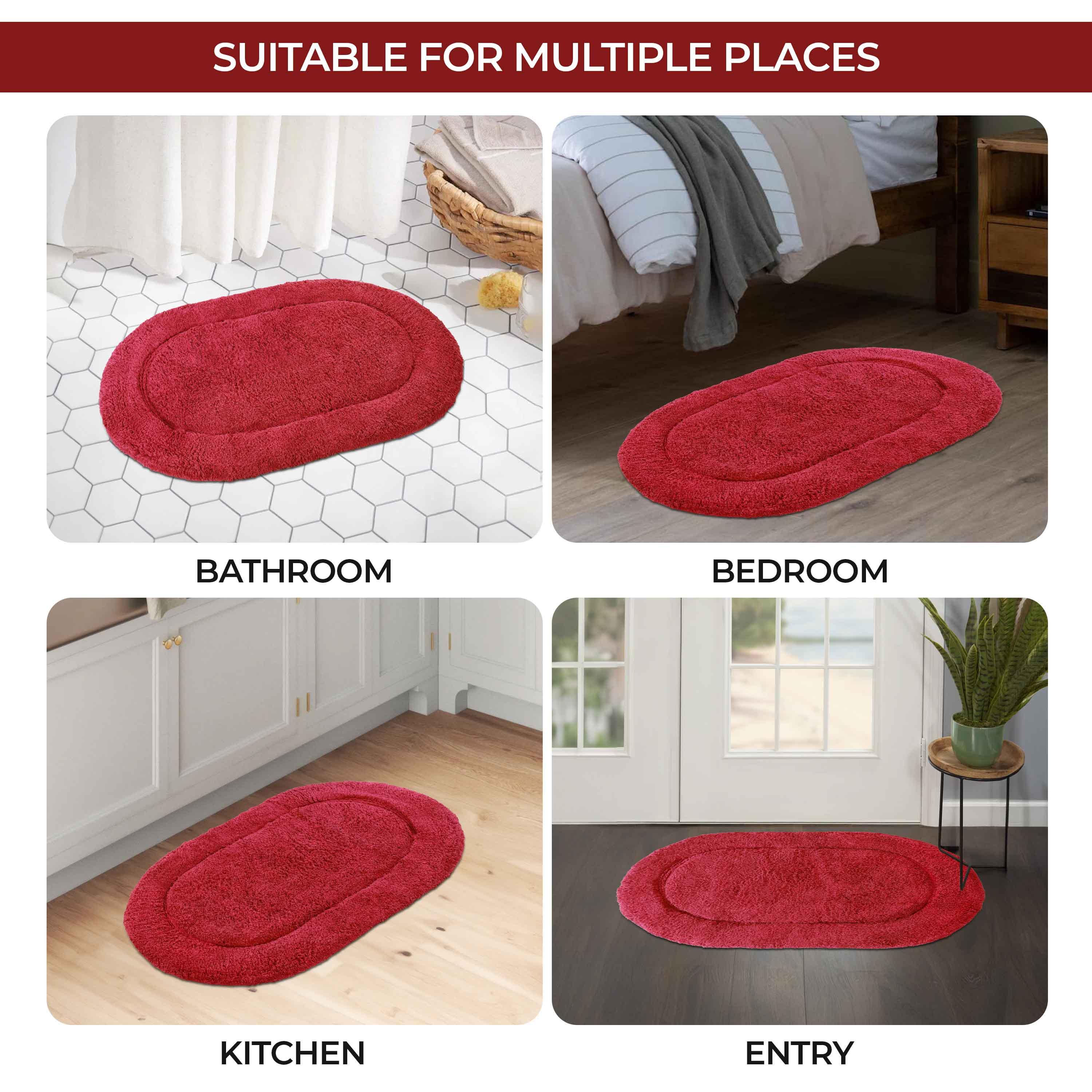 Cotton Oval Solid Non-Skid Washable 2 Piece Bath Rug Set - Bath Rugs by Superior Brand