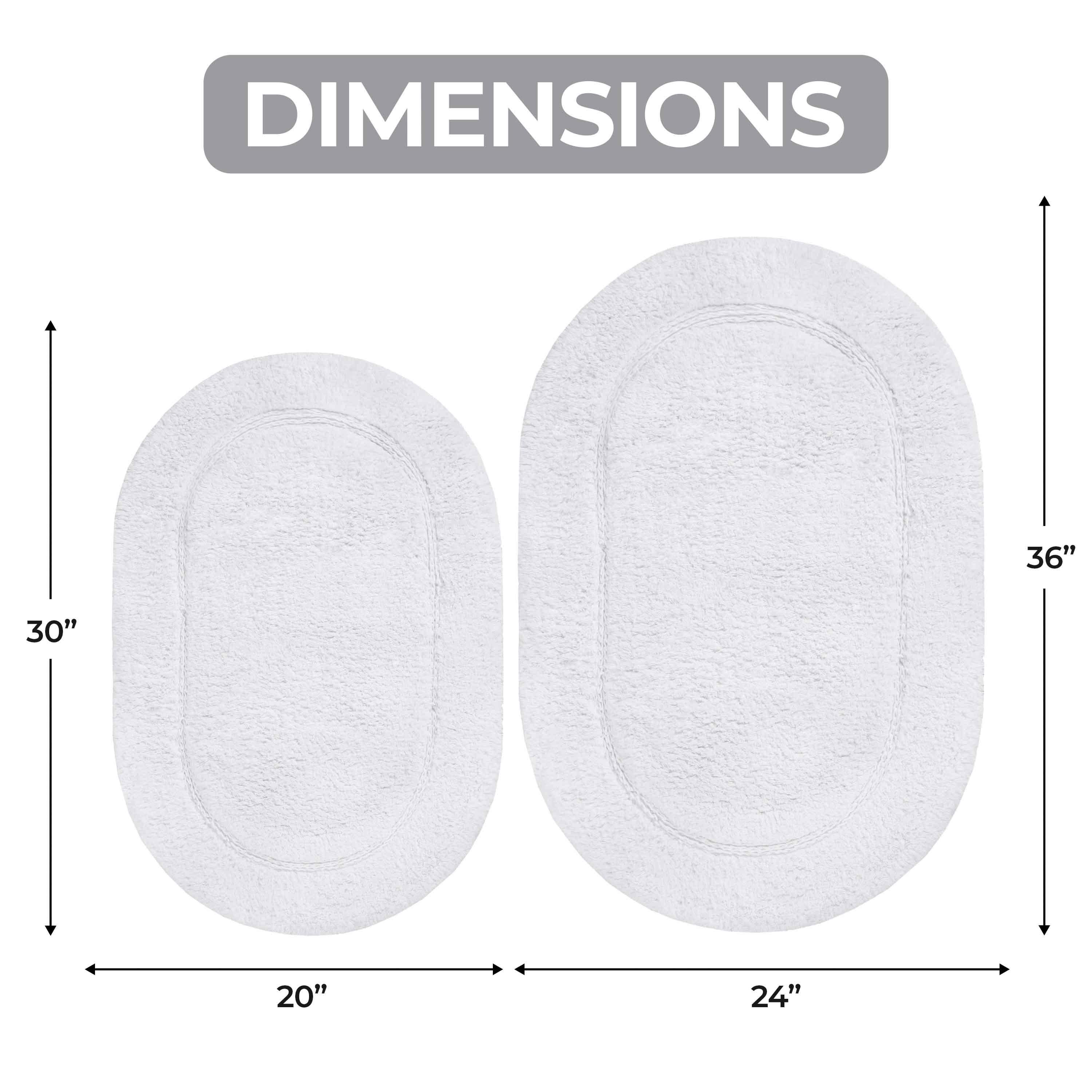 Cotton Oval Solid Non-Skid Washable 2 Piece Bath Rug Set - Bath Rugs by Superior Brand