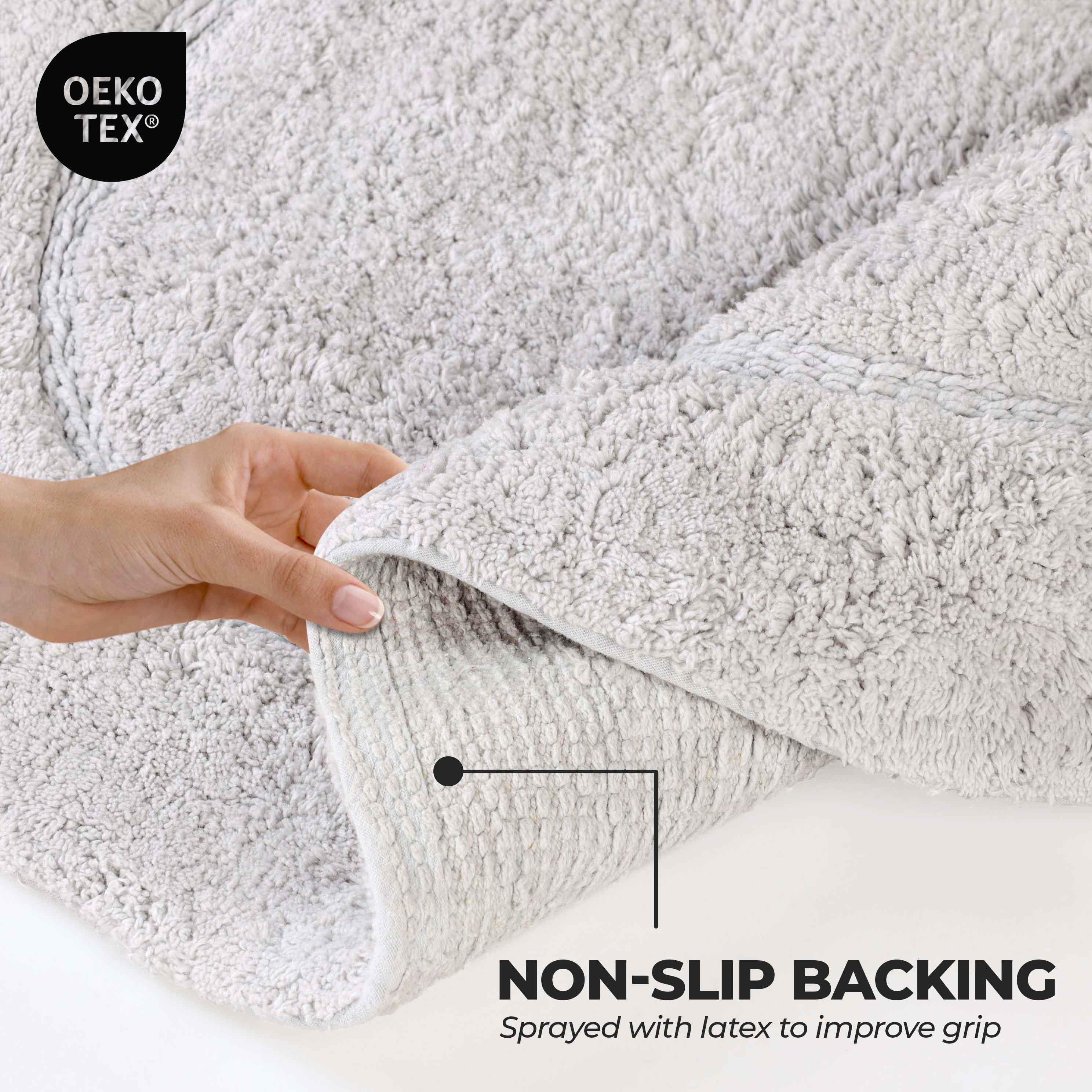 Cotton Oval Solid Non-Skid Washable 2 Piece Bath Rug Set - Bath Rugs by Superior Brand