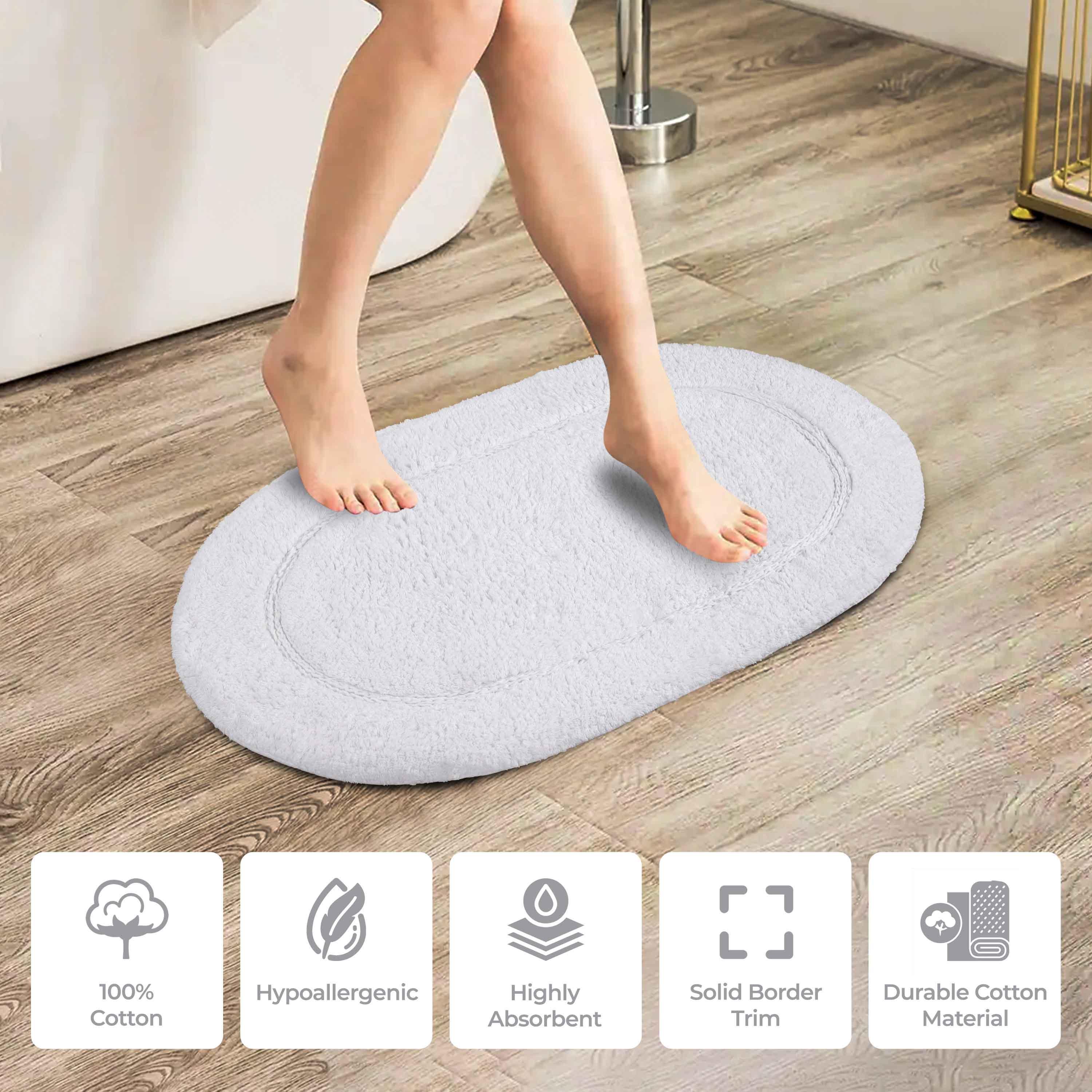 Cotton Oval Solid Non-Skid Washable 2 Piece Bath Rug Set - Bath Rugs by Superior Brand
