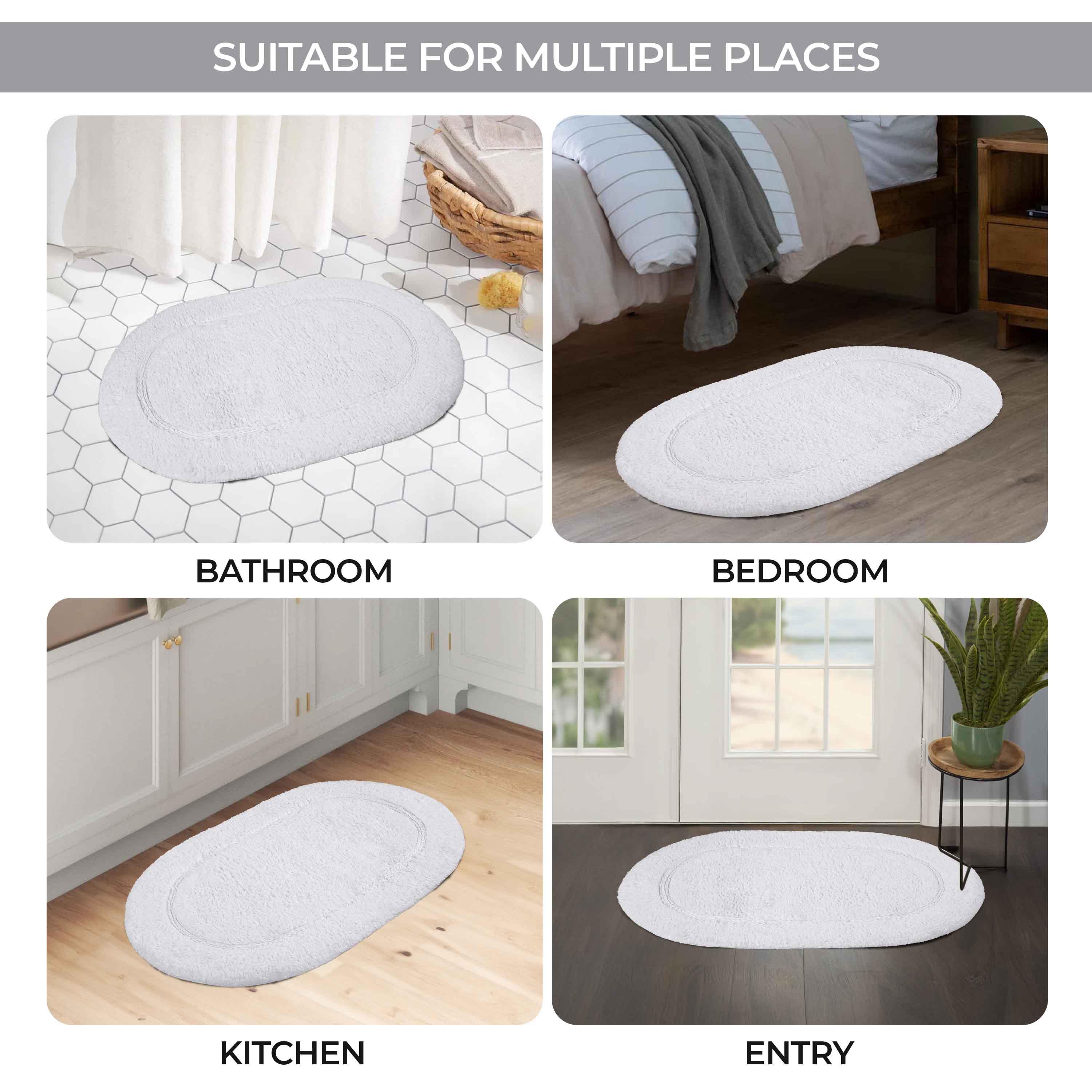 Cotton Oval Solid Non-Skid Washable 2 Piece Bath Rug Set - Bath Rugs by Superior Brand