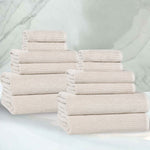 Destin Cotton Blend Medium Weight Textured Ribbed 12 Piece Towel Set - Towel Set by Superior Brand