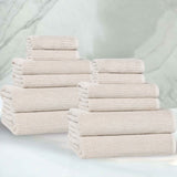 Destin Cotton Blend Medium Weight Textured Ribbed 12 Piece Towel Set - Towel Set by Superior Brand