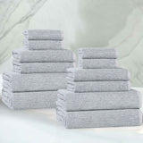 Destin Cotton Blend Medium Weight Textured Ribbed 12 Piece Towel Set - Towel Set by Superior Brand