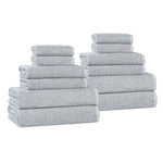 Destin Cotton Blend Medium Weight Textured Ribbed 12 Piece Towel Set - Towel Set by Superior Brand