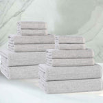 Destin Cotton Blend Medium Weight Textured Ribbed 12 Piece Towel Set - Towel Set by Superior Brand
