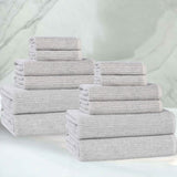 Destin Cotton Blend Medium Weight Textured Ribbed 12 Piece Towel Set - Towel Set by Superior Brand