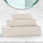Destin Cotton Blend Medium Weight Textured Ribbed 3 Piece Towel Set - Towel Set by Superior Brand