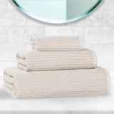 Destin Cotton Blend Medium Weight Textured Ribbed 3 Piece Towel Set - Towel Set by Superior Brand