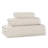 Destin Cotton Blend Medium Weight Textured Ribbed 3 Piece Towel Set - Towel Set by Superior Brand