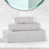 Destin Cotton Blend Medium Weight Textured Ribbed 3 Piece Towel Set - Towel Set by Superior Brand