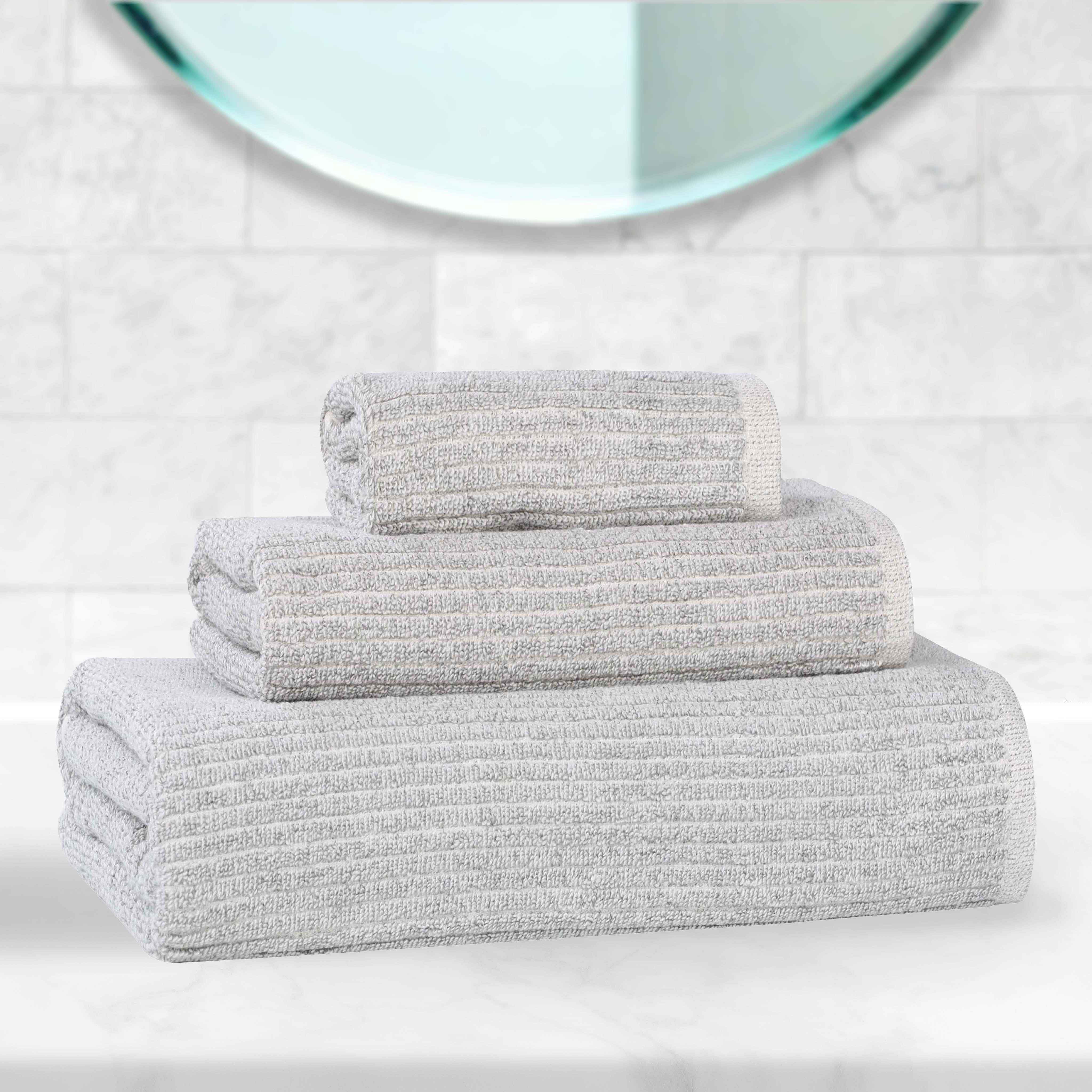 Destin Cotton Blend Medium Weight Textured Ribbed 3 Piece Towel Set - Towel Set by Superior Brand