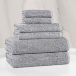 Destin Cotton Blend Medium Weight Textured Ribbed 6 Piece Towel Set - Towel Set by Superior Brand