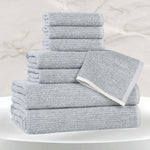 Destin Cotton Blend Medium Weight Textured Ribbed 8 Piece Towel Set - Towel Set by Superior Brand