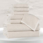 Destin Cotton Blend Medium Weight Textured Ribbed 8 Piece Towel Set - Towel Set by Superior Brand