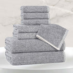 Destin Cotton Blend Medium Weight Textured Ribbed 8 Piece Towel Set - Towel Set by Superior Brand