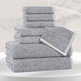 Destin Cotton Blend Medium Weight Textured Ribbed 8 Piece Towel Set - Towel Set by Superior Brand