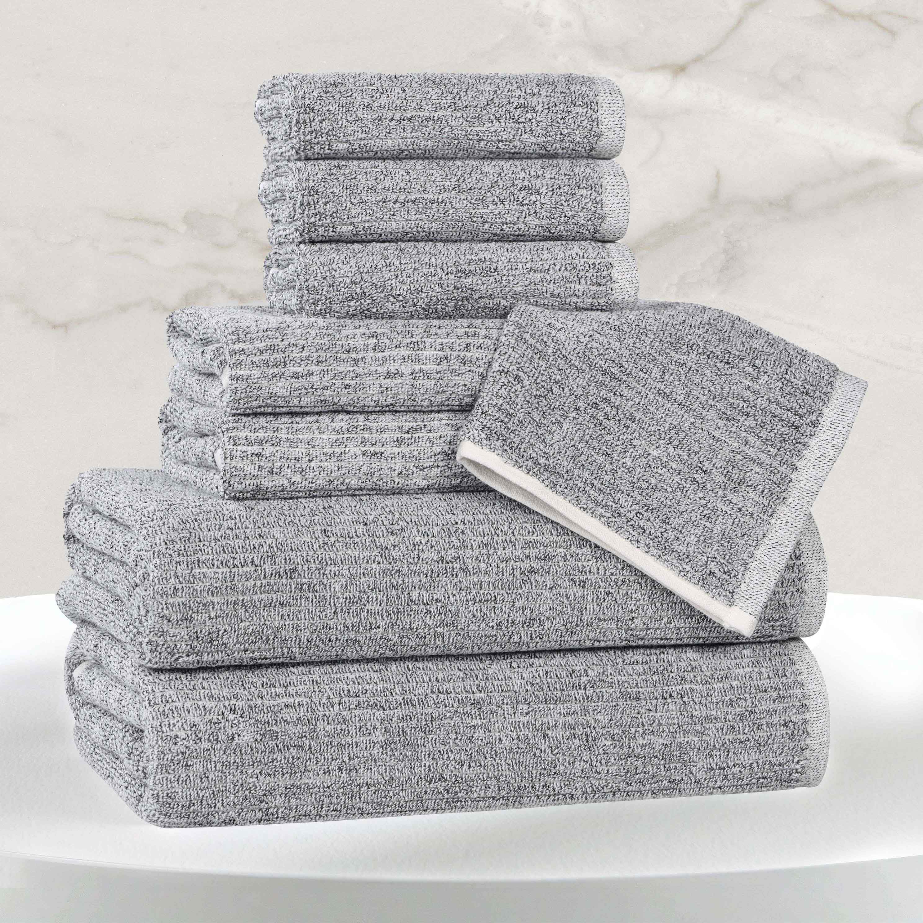 Destin Cotton Blend Medium Weight Textured Ribbed 8 Piece Towel Set - Towel Set by Superior Brand