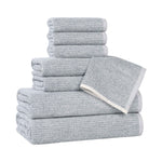 Destin Cotton Blend Medium Weight Textured Ribbed 8 Piece Towel Set - Towel Set by Superior Brand