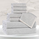 Destin Cotton Blend Medium Weight Textured Ribbed 8 Piece Towel Set - Towel Set by Superior Brand