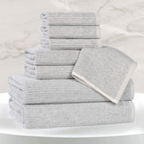 Destin Cotton Blend Medium Weight Textured Ribbed 8 Piece Towel Set - Towel Set by Superior Brand