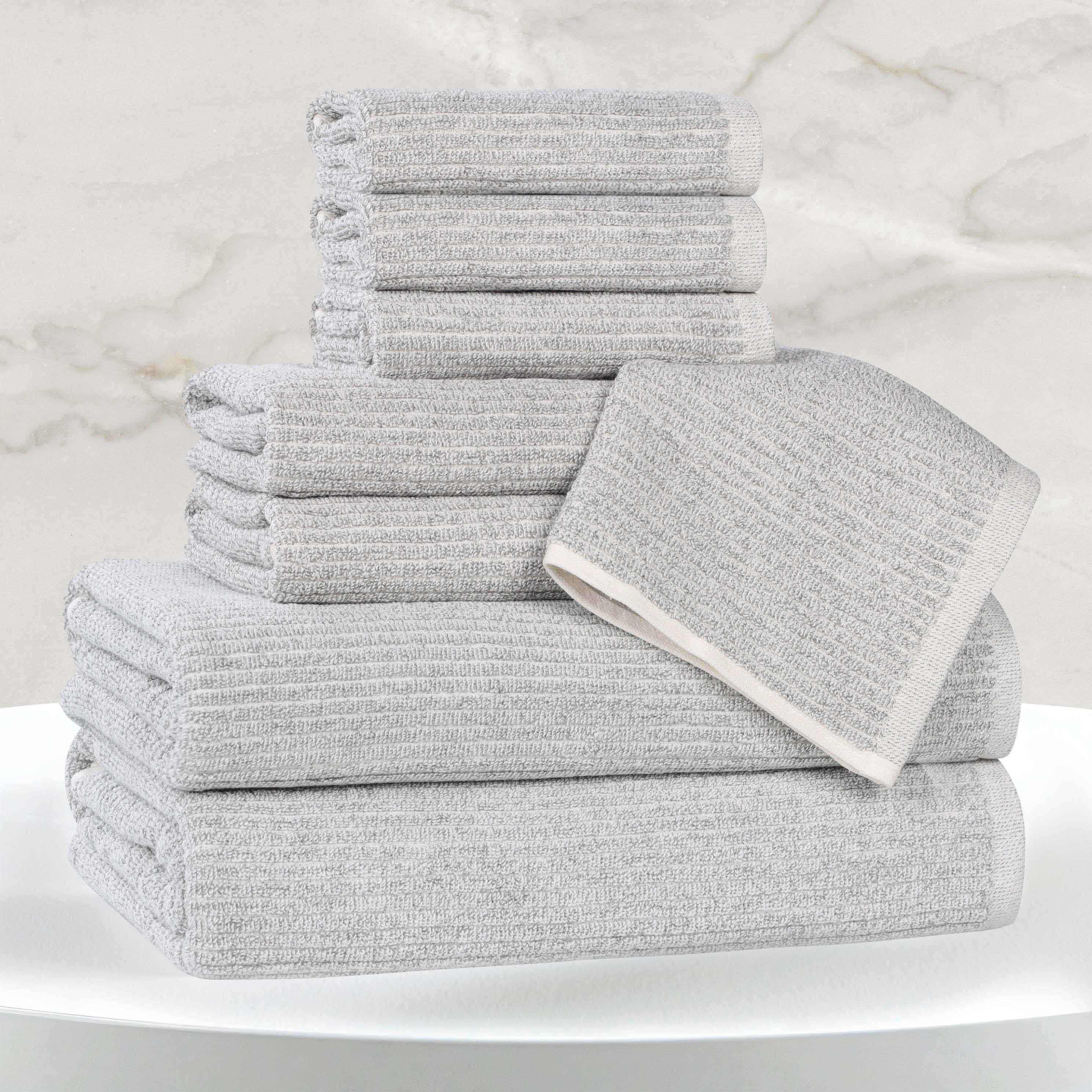 Destin Cotton Blend Medium Weight Textured Ribbed 8 Piece Towel Set - Towel Set by Superior Brand