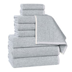 Destin Cotton Blend Medium Weight Textured Ribbed 9 Piece Towel Set - Towel Set by Superior Brand