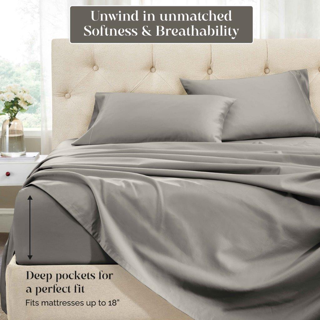 1500 Thread Count Egyptian Cotton Sateen Embroidered Sheet Set - Egyptian Cotton Sheet Set by Superior Brand