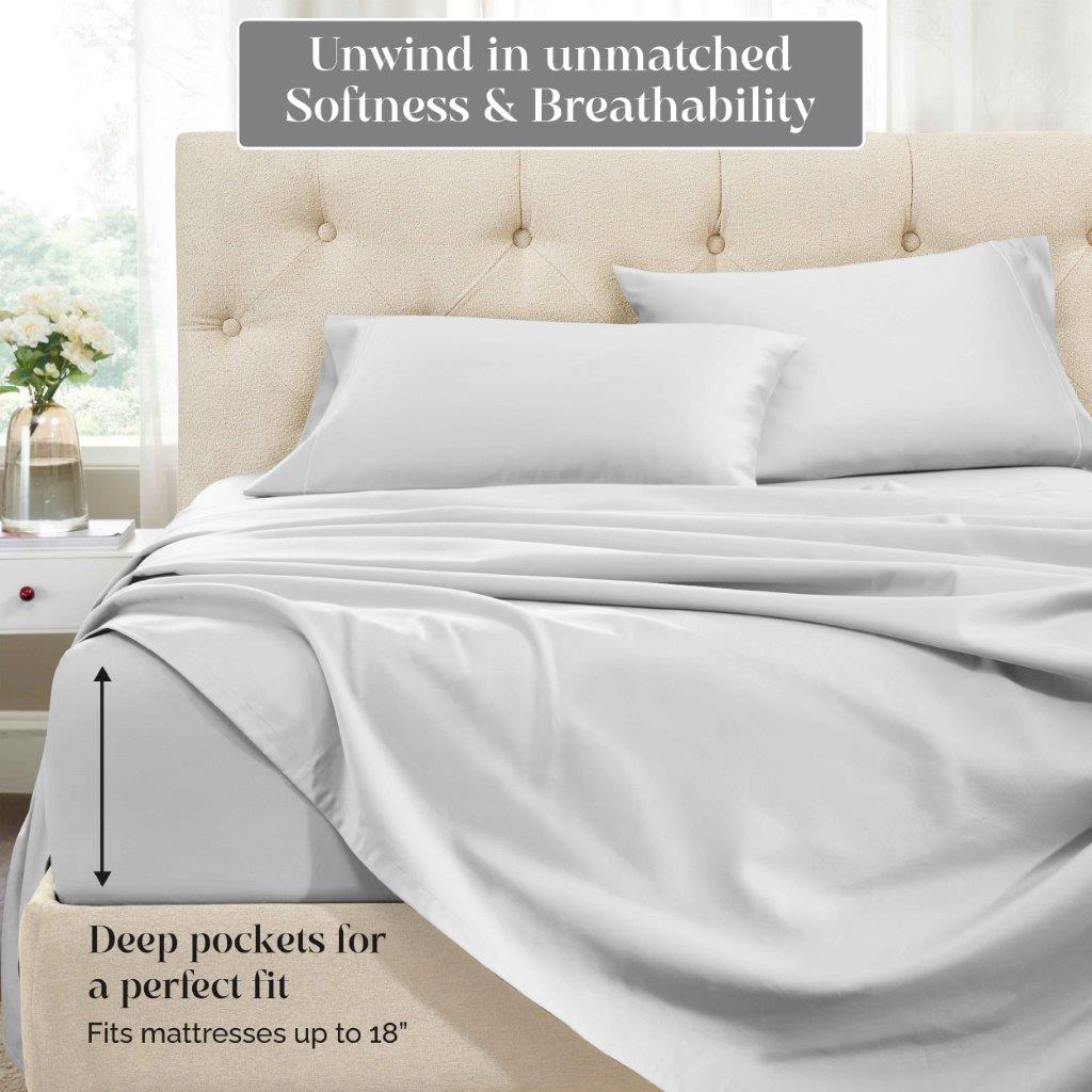 1500 Thread Count Egyptian Cotton Sateen Embroidered Sheet Set - Egyptian Cotton Sheet Set by Superior Brand