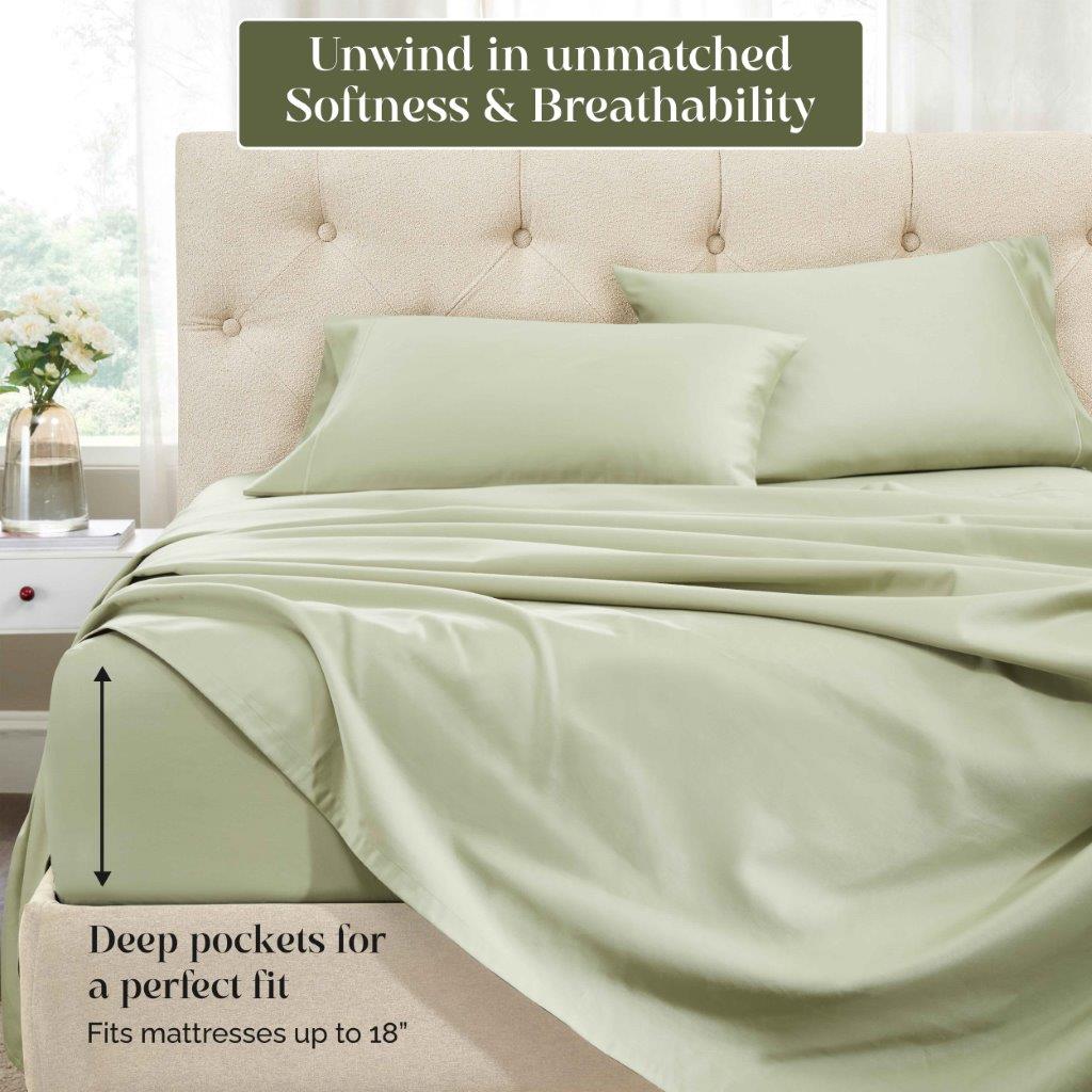 1500 Thread Count Egyptian Cotton Sateen Embroidered Sheet Set - Egyptian Cotton Sheet Set by Superior Brand