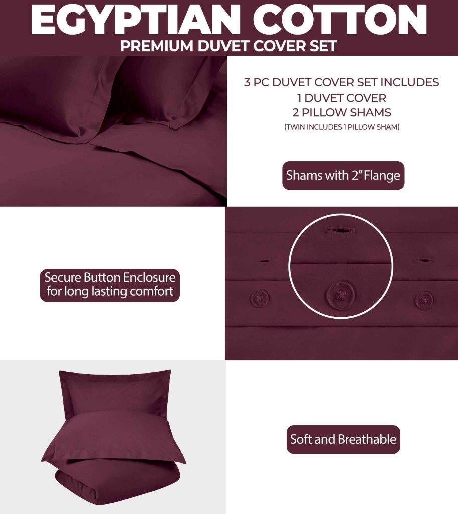 300 Thread Count Egyptian Cotton Solid Duvet Cover - Egyptian Cotton Duvet Cover Set by Superior Brand