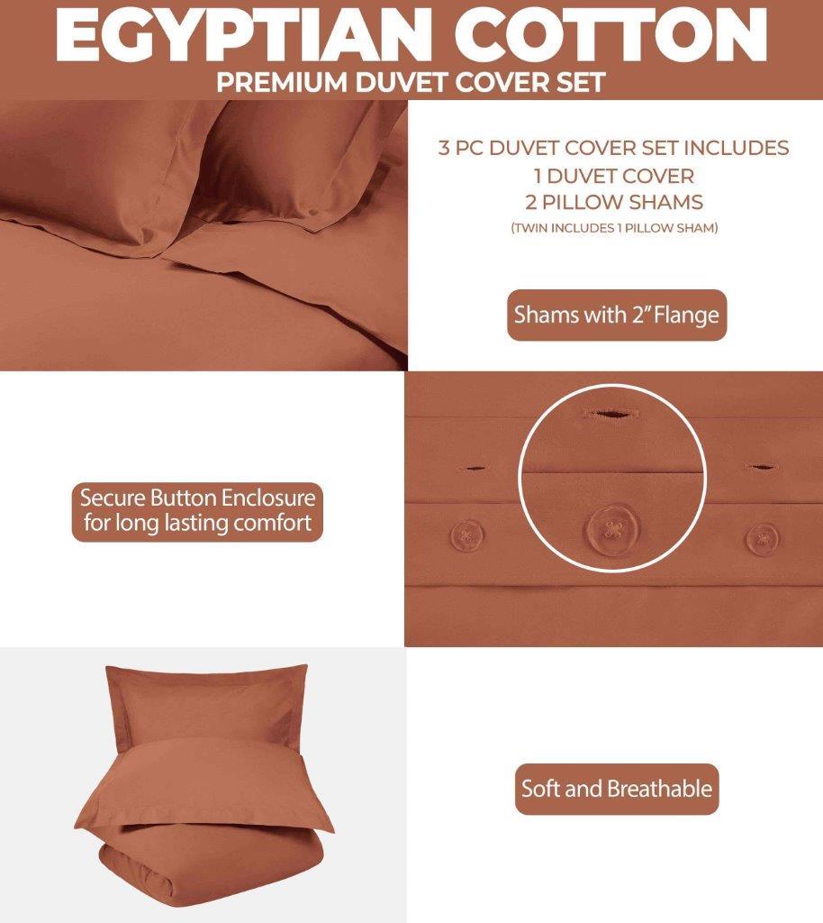 300 Thread Count Egyptian Cotton Solid Duvet Cover - Egyptian Cotton Duvet Cover Set by Superior Brand