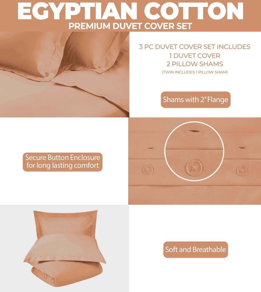 300 Thread Count Egyptian Cotton Solid Duvet Cover - Egyptian Cotton Duvet Cover Set by Superior Brand