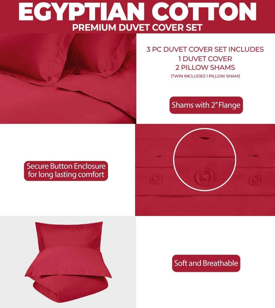 300 Thread Count Egyptian Cotton Solid Duvet Cover - Egyptian Cotton Duvet Cover Set by Superior Brand