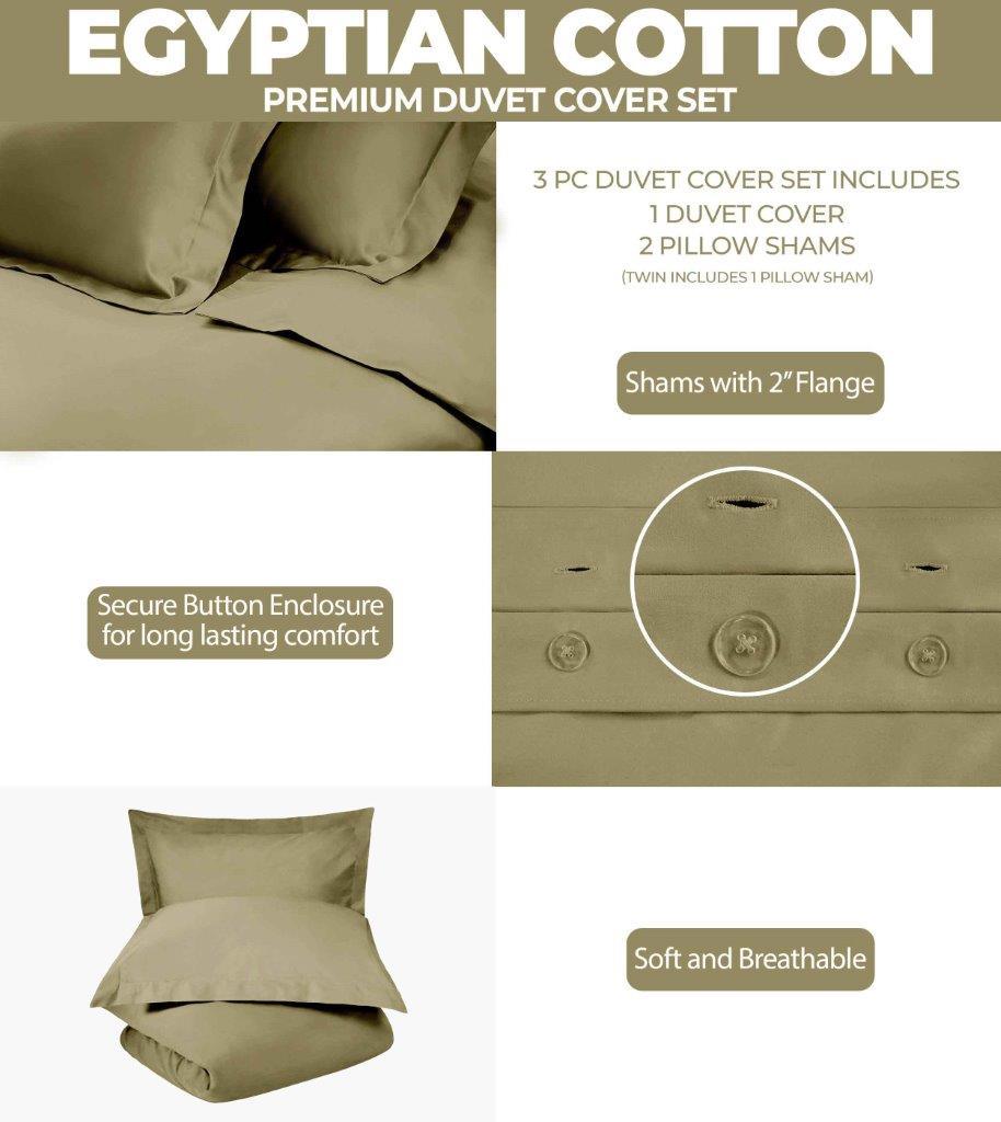 300 Thread Count Egyptian Cotton Solid Duvet Cover - Egyptian Cotton Duvet Cover Set by Superior Brand