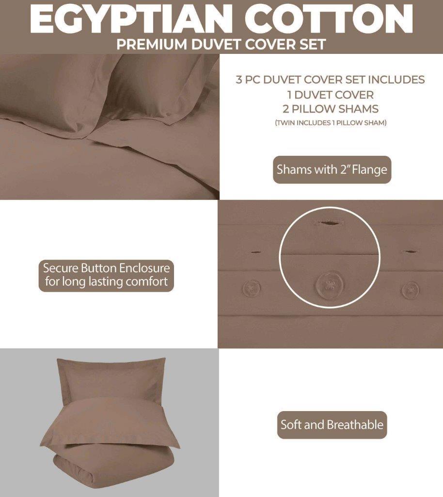 300 Thread Count Egyptian Cotton Solid Duvet Cover - Egyptian Cotton Duvet Cover Set by Superior Brand