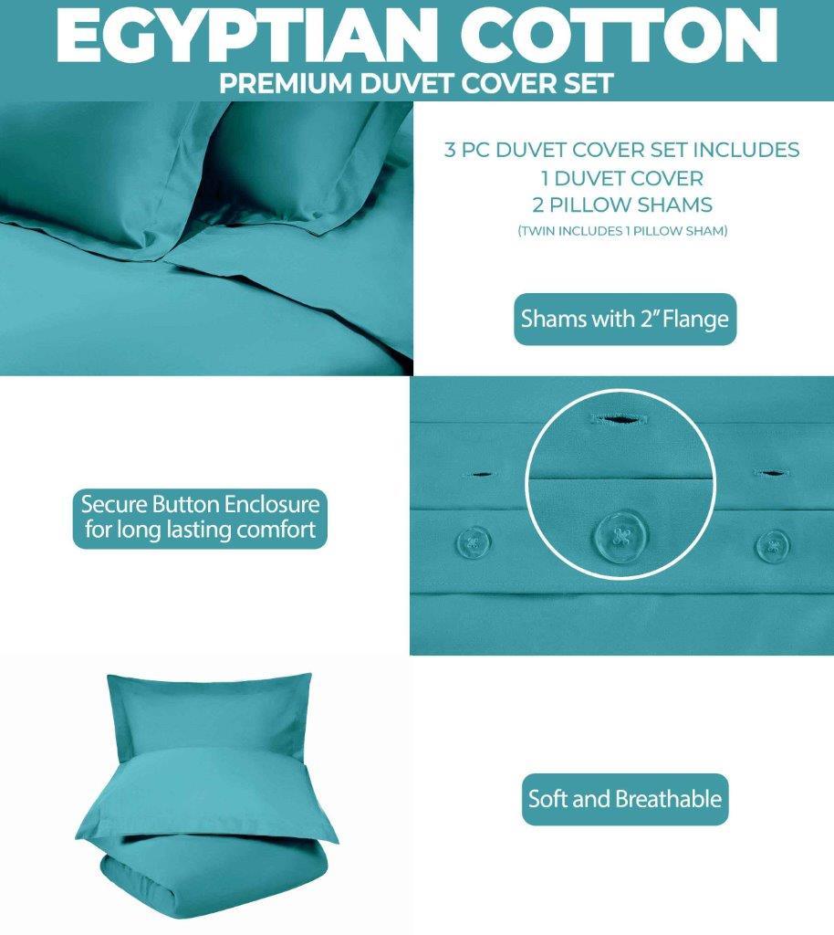 300 Thread Count Egyptian Cotton Solid Duvet Cover - Egyptian Cotton Duvet Cover Set by Superior Brand